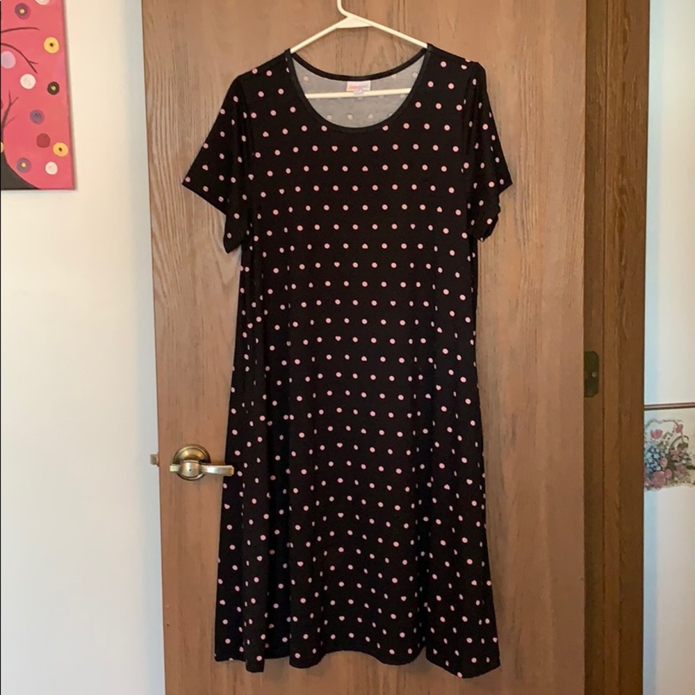 Black background w/Pink Polkadot/Hearts L